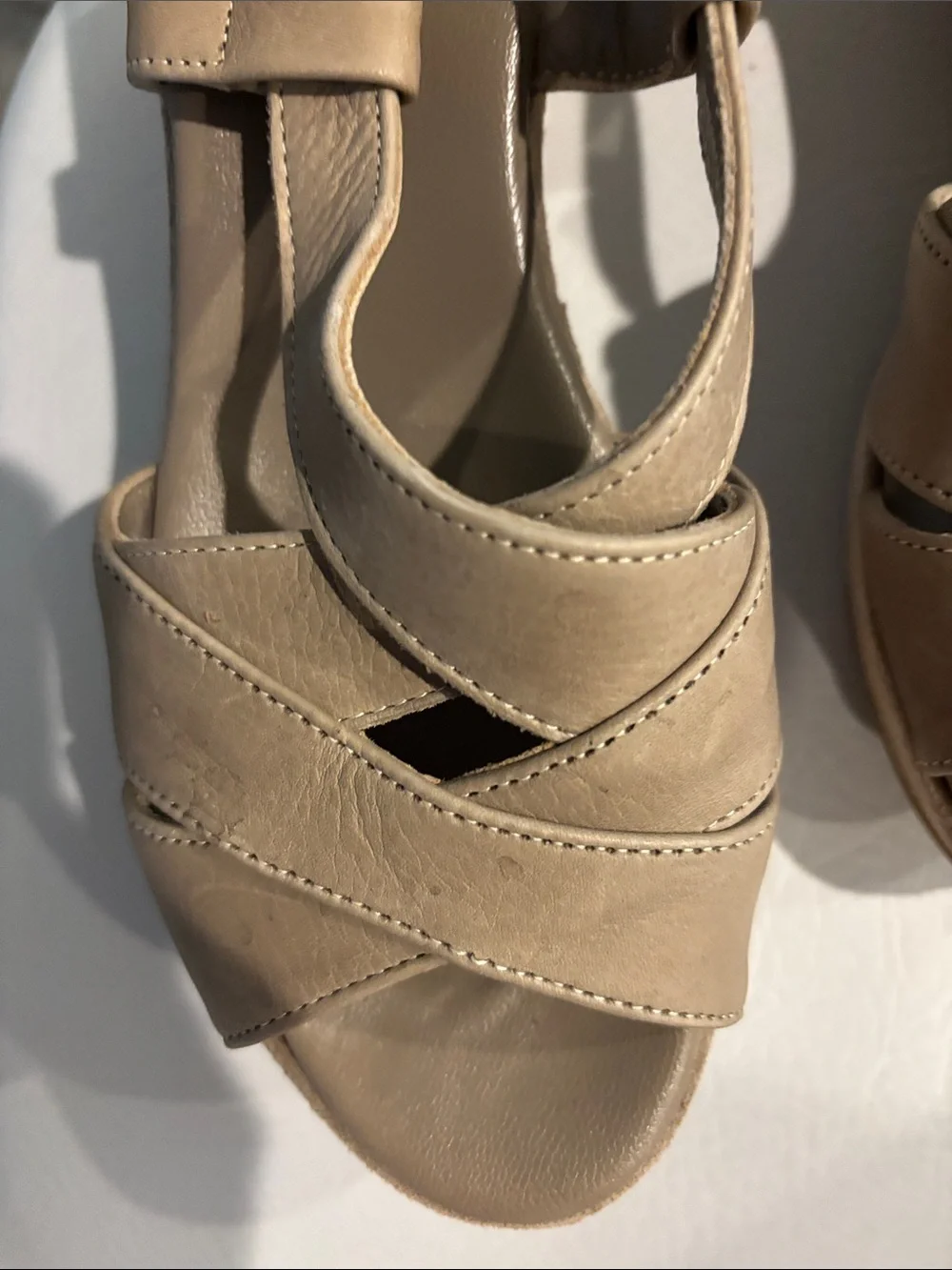 Cordani Leather Taupe  Platform Sandals size 41 or size 10.  Paid $195 Preowned